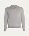 Fioroni Men's Cashmere And Silk Polo Sweater In Oceano