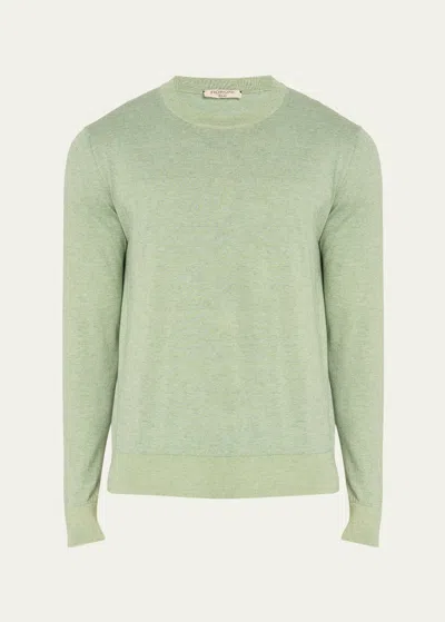 Fioroni Men's Cashmere Cotton Crewneck Sweater In Green