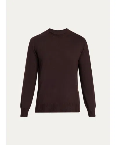 Fioroni Men's Cashmere Crewneck Sweater In Dk Brown