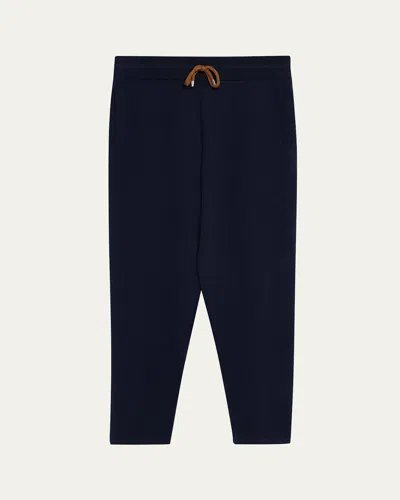 Fioroni Men's Cashmere Drawstring Track Pants In Blue