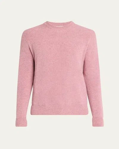 Fioroni Men's Cashmere English Rib Crewneck Sweater In Peonia