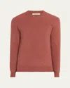 Fioroni Men's Cashmere English Rib Crewneck Sweater In Red
