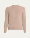 Fioroni Men's Cashmere English Rib Crewneck Sweater In Sabbia