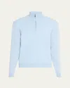Fioroni Men's Cashmere Half-zip Sweater In Celeste