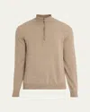 Fioroni Men's Cashmere Half-zip Pullover In Beige