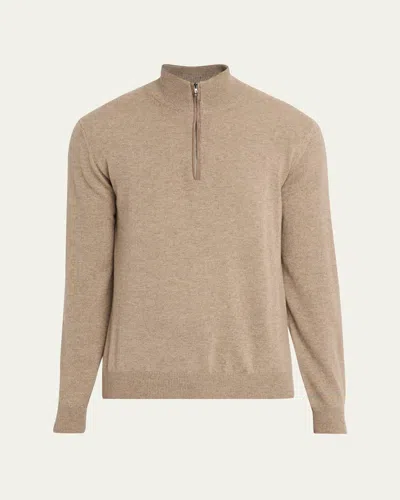 Fioroni Men's Cashmere Half-zip Pullover In Beige