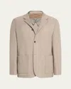 Fioroni Men's Cashmere Herringbone Voyager Jacket In Neutral