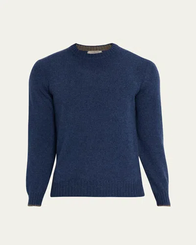Fioroni Men's Cashmere Knit Crewneck Sweater In Blue