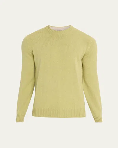 Fioroni Men's Cashmere Knit Crewneck Sweater In Green