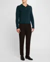 FIORONI MEN'S CASHMERE RIB HALF-ZIP SWEATER