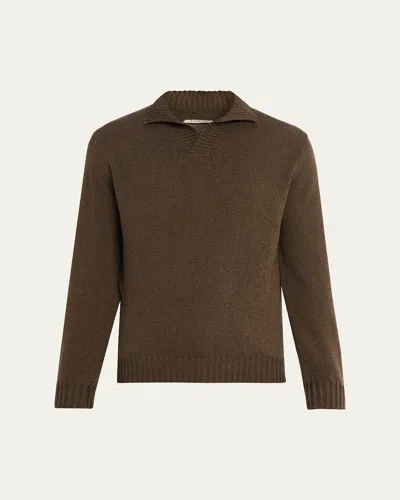 Fioroni Men's Cotton Johnny Collar Polo Sweater In Eleph