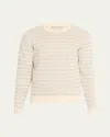 Fioroni Men's Cotton Stripe Crewneck Sweater In Latte
