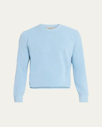 Fioroni Men's Diamond-knit Silk/cotton Crewneck Sweater In Blue