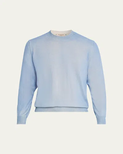 Fioroni Men's Duvet Cashmere Crewneck Sweater In Blue