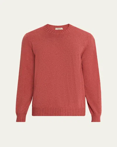 Fioroni Men's Duvet Cashmere Crewneck Sweater In Pink