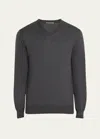 Fioroni Men's Duvet Cashmere High V-neck Sweater In Anthracite