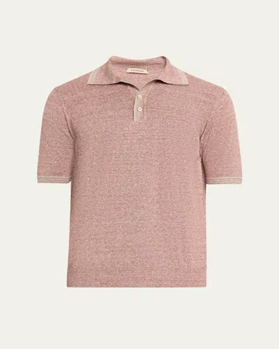 Fioroni Men's Heathered Linen-cotton Polo In Pink