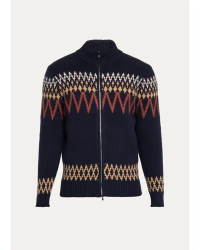 Fioroni Men's Jacquard Cashmere Jacket In Blue