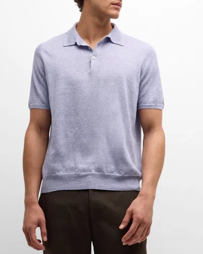 Fioroni Men's Linen-cotton Polo Shirt In Lavender