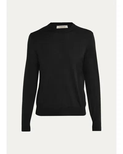 Fioroni Men's Merino Wool Crewneck Sweater In Black