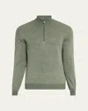 Fioroni Men's Micro-stripe Half-zip Sweater