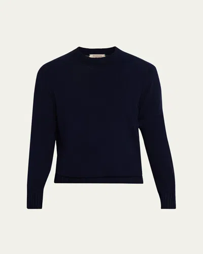Fioroni Men's Ribbed-knit Cotton Crewneck Sweater In Blue