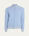 Fioroni Men's Vanise Cashmere And Cotton Full-zip Sweater In Azzurro