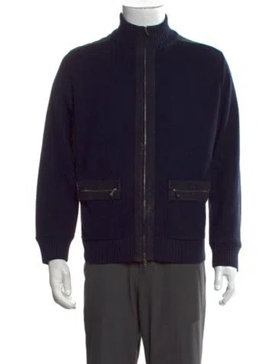 Pre-owned Fioroni Mock Neck Long Sleeve Cardigan In Blue