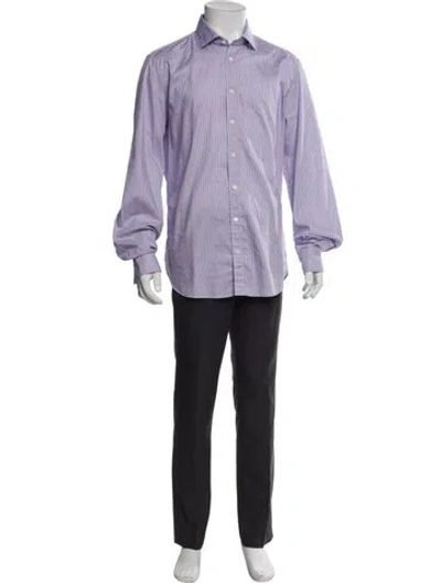Pre-owned Fioroni Plaid Print Long Sleeve Dress Shirt In Purple
