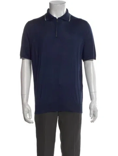 Pre-owned Fioroni Silk Collar Polo Shirt In Blue