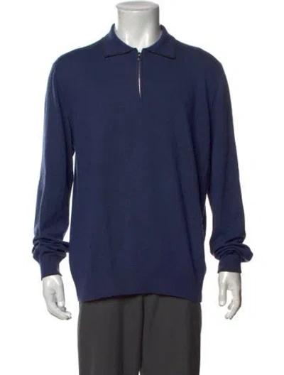 Pre-owned Fioroni Wool Collar Polo Sweater In Blue
