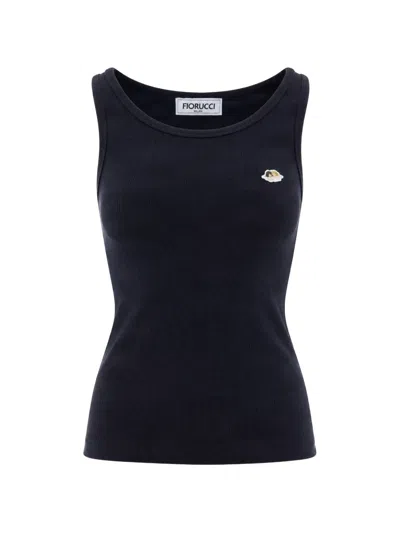 Fiorucci Angels-patch Ribbed Tank Top In Black
