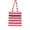 Fiorucci Red Striped Logo Print Nylon Tote Bag In Red