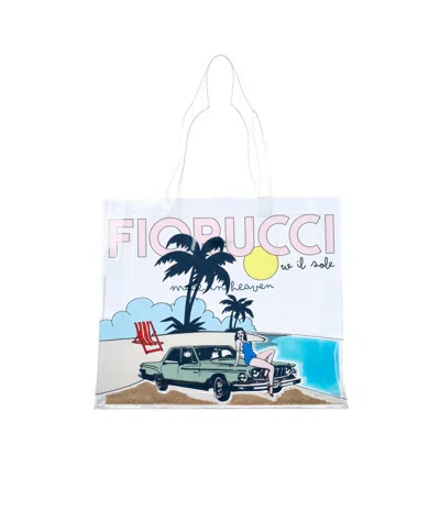 Fiorucci Beach Print  Tote Bag In Neutral In White