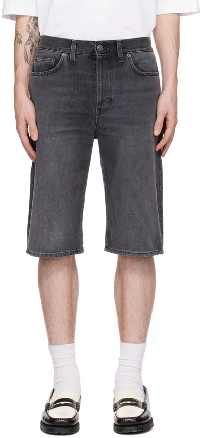Fiorucci Black Faded Denim Shorts In Faded Black