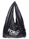 Fiorucci Black Nylon Cash & Carry Print Hobo Bag In Black