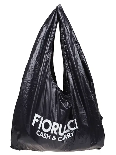 Fiorucci Black Nylon Cash & Carry Print Hobo Bag
