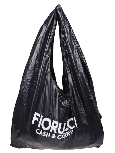 Fiorucci Black Nylon Cash & Carry Print Hobo Bag
