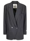 Fiorucci Double-breasted Wool Blazer In Gray