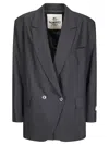 Fiorucci Double-breasted Wool Blazer In Black