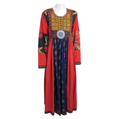 Pre-owned Fiorucci Bohemian Patchwork Maxi In Red