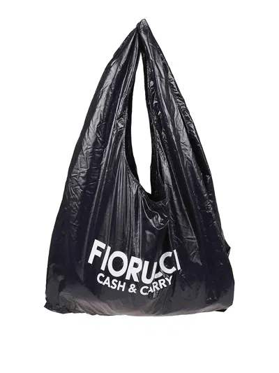 Fiorucci Black Nylon Cash & Carry Print Hobo Bag