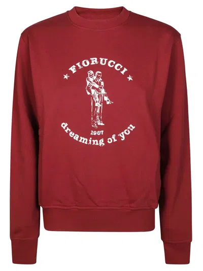 Fiorucci Bordeaux Crewneck Sweatshirt With Vintage Graphic Print In Red