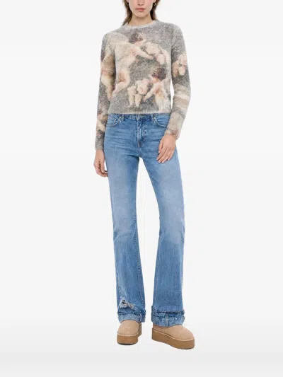 Fiorucci Bouquet Angels Intarsia-knit Sweater In Gray