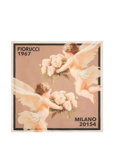 Fiorucci Bouquet Angels-print Silk-blend Scarf In Multi