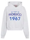 Fiorucci White Dreaming 1967 Print Boxy Fit Cropped Hoodie In Gray