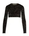 Fiorucci Brown Banimalier Velour Crop Top In Black