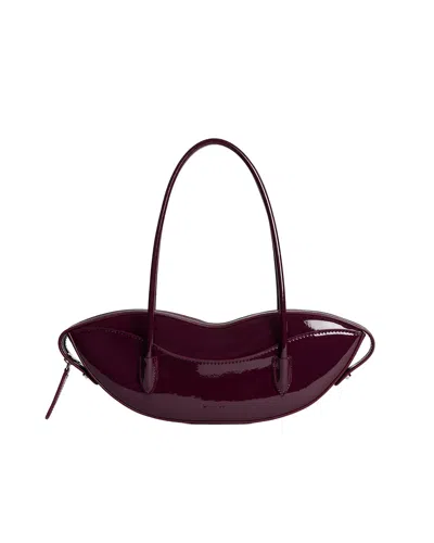 Fiorucci Burgundy Vinyl Lips Silhouette Handbag