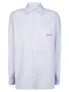 Fiorucci Striped Logo-embroidered Shirt In Blue