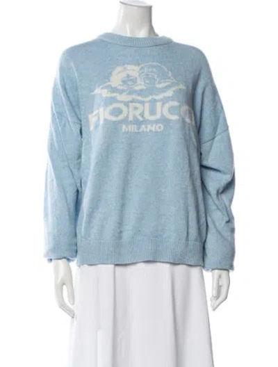 Pre-owned Fiorucci Cashmere Graphic Print Sweater In Blue